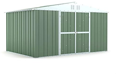 Box in Acciaio Zincato Casetta da Giardino in Lamiera 4.03 x 2.69 m x h2.17 m - 149 KG – 10.84 metri quadri (Verde)