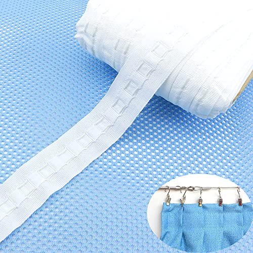 Duories Ruban plissé universel blanc - Largeur 30 mm x 30 m - Polyester - Ruban fronceur - Pour rideau - Pour rideau - Pour crochet