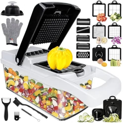 Aaryas Vegetable Chopper Pro Onion Chopper Food Chopper with Adjustable And Ultra Sharp Blades. Mandoline Slicer,Chopper,Dicer,Spiralizer,Cutter .23-in-1 Made From PP And High Qualty Steel