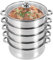 Dampfgarer Topf, Mantowarka Induktion Dampfgarer 30cm, Dampfgarer Edelstahl Gemüsedämpfer mit 1 Pfanne und 4 Dämpfern, Induktion Kochtopf Dampfgarer Dampf Topf für Kochen (5 Etagen)