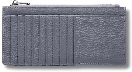 FOMAX Echtleder Geldbörse, Kartenfächer, großes Reißverschlussfach, Münzfach, Elegantes Design, Portemonnaie