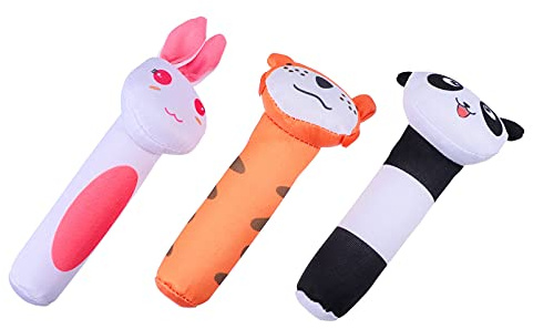 HANABASS 3 Stück Plüschrasselspielzeug Leicht Greifbar Langlebiges Plüschmaterial Interaktives Kleinkindspielzeug für Babys Lern und Sensorikspielzeug für Eltern Kind Zufälliger Stil