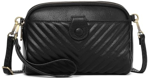 GAEKEAO Bolso cruzado para mujer, pequeño bolso de hombro de piel auténtica, bolso cruzado con cremallera superior en la muñeca