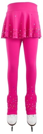 LIUHUO Eiskunstlauf-Trainingshose für Mädchen und Damen, Fleece, glänzend, mit Diamanten, Fuchsia, 4-6 Jahre