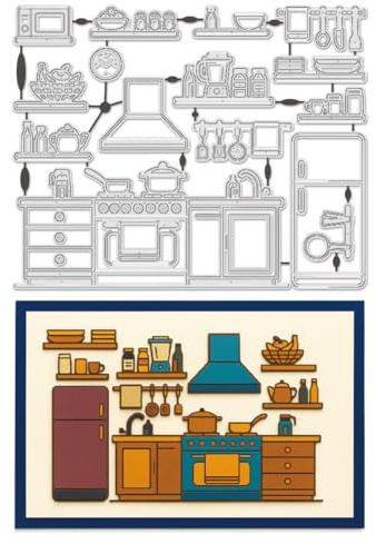 UNICRAFTALE 15Pcs Poêle de Cuisine Dies de Découpe Métallique Gabarits de Gaufrage pour Cartes DIY Album Photo Journal Décoration Artisanat