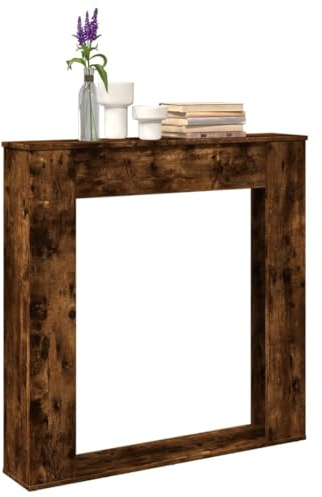 Teenpull Encadrement de cheminée en bois de chêne fumé 100 x 20 x 100 cm Console de cheminée électrique avec étagère, accessoires de cheminée et protection contre la chaleur pour salon et entretien de
