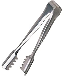 BarCraft Pinze da Ghiaccio in Acciaio Inox, con Bordi Dentellati per una Presa Sicura, 16 cm, Argentato