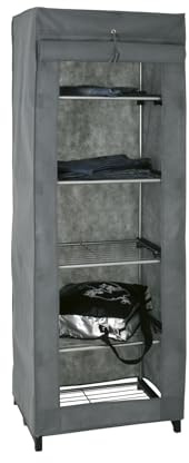 HAKU Armadio in Tessuto Alu, Grigio, Nero, Plastica, Metallo, Tessuto Non Tessuto - Dim. L 60 cm x A 173 cm x P 50 cm, Stile Moderno
