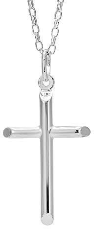 Alexander Castle Plain 925 Sterling Silver Cross Necklace for Women & Men - Silver Cross Necklace Pendant with 20 Sterling Silver Chain & Jewellery Gift Box - 35mm x 20mm