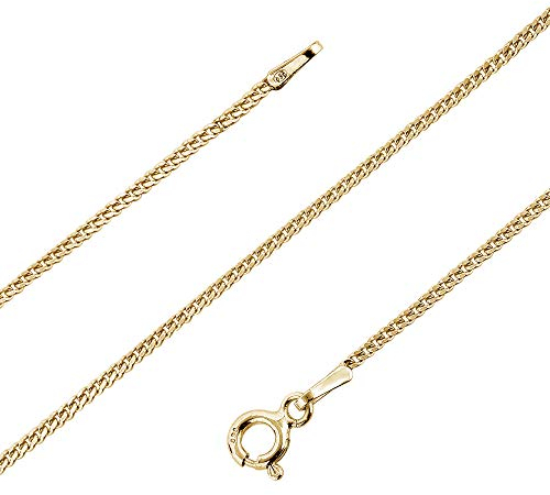 Avesano Panzerkette Damen 925 Silber 1,4 mm 24K vergoldet „Made in Italy“ – Sterling Silber Halskette ohne Anhänger – Silberkette 42 cm – Geschenkidee für Frauen 101041–542