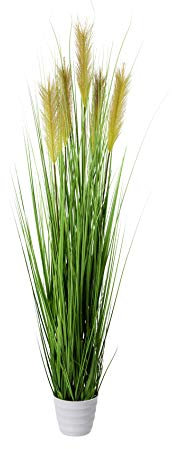 Creativ Green Konstväxtgräs, dekorativt gräs, gräsbuske i vit kruka (145 cm)