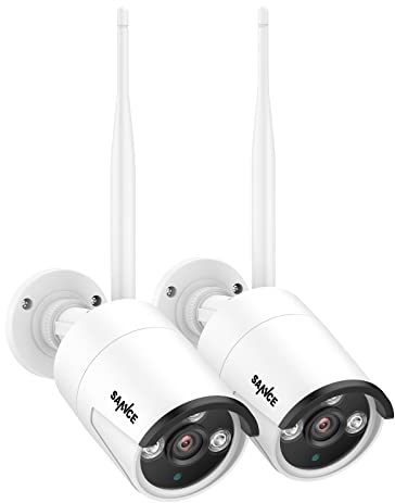 SANNCE WiFi Caméra de Surveillance IP Caméra sans Fil 3MP 2 Caméras de Vidéosurveillance sécurité intérieur extérieur Wireless caméra Bullet Blanc