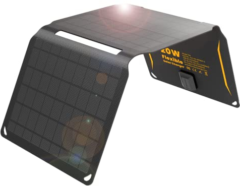 20W tragbares Solar-Ladegerät,USB (QC3.0)& DC 12V/1.5A Tragbares Solarladegerät für Handy IP67 wasserdichte Solar Charger zum Aufladen von USB Geräten/Smartphone/Tablets/Camping