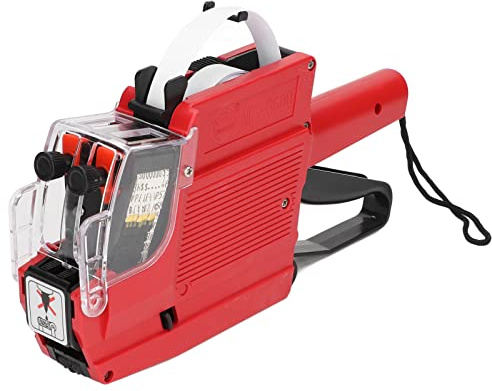 Pistolet à étiquettes de Prix, MX-6600 10 Chiffres et 2 Lignes Etiqueteuse, pour L' De Divers Symboles, Prix, étiquettes de Vente Au Détail, Timbres de Date D'expiration, de Produit(Rouge)