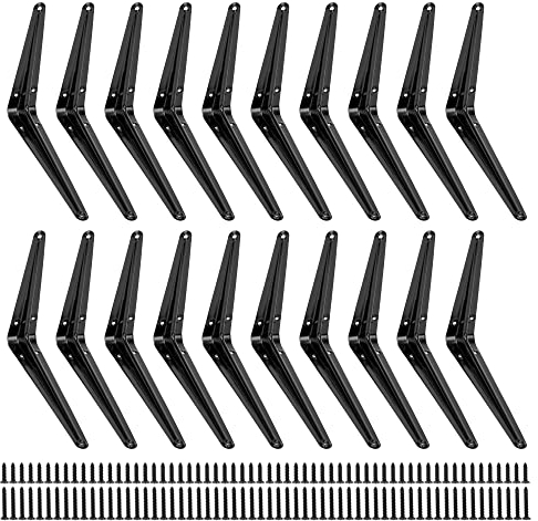 Cherbowing Regalhalterung 20 PCS 150x200mm Regalwinkel Wand Regalträger Schwerlastwinkel schwarz metall 90° Winkel mit Schrauben