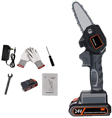 Electric Hand Saw with Storage Bag,4-Inch 24V Mini Protable Lightweight Cordless Handheld Chainsaw with Brushless Motor,Pruning Shears One-Hand Chainsaw for Daily Use