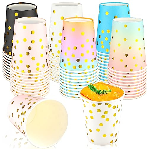 Vasos de Papel Vasos Desechables 250 ml Vasos de Carton Colores Tazas de Fiesta Biodegradables Vasos Desechables Color para Café Té Bebidas Frías Bebidas Calientes 60 Piezas