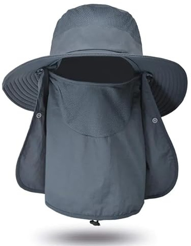 Unisex UPF 50+ Legionnaires Style Sun Hat with Neck Cover Desert Boonie Style Hat Cap with Sun Protection Fishing Sunblock Hats with Neck Flap and Face Cover Blue