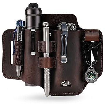 Sayram ST1/ST2 Étui en cuir multi-outils avec porte-clés, organisateur de ceinture EDC, étui à couteaux pour Leatherman outils, lampe de poche, organisateur de sac EDC pour homme