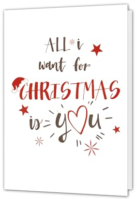 PICTALOO Weihnachtskarte - All i want for Christmas is you – witzige Karte Weihnachten für Freund Freundin Mann Frau, Merry Christmas Klappkarten privat, Liebe Weihnachtsgrüße für mehr Zweisamkeit
