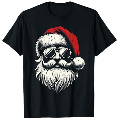 Chapeau de Père Noël Tendance avec Barbe et Nuances pour Noël T-Shirt