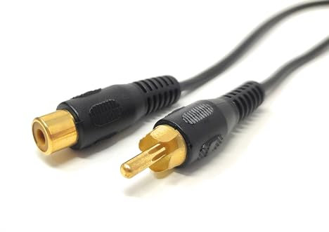 mCore 5m RCA Extension Mono Cable Male to Female Shielded Single Composite Adapter Cord Lead, Audio Video Cable, Digital Analogue, Car Audio, Amplifier, HiFi, Subwoofer (Black Gold, 5m)