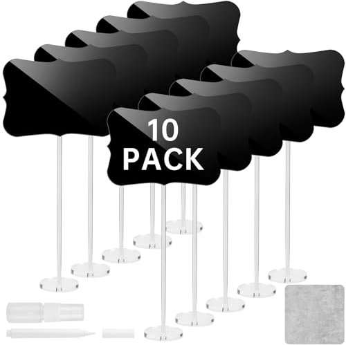 NiHome Mini akryl griffeltavla skyltar för mat, återanvändbara matetiketter etiketter för fest, buffé, café, bordsnummer, bröllop, födelsedag, etc., festmatetiketter med markör