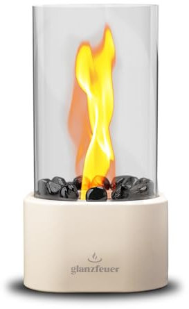 Glanzfeuer Bioethanol Tischkamin Outdoor & Indoor Bio Ethanol - Extra Lange Brenndauer - Tischfeuer Deko - Tisch Kamin Feuer Set - Garten & Deko Geschenk
