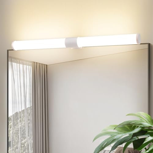 meoaow Lámpara de espejo para baño luz LED para espejo - lámpara de baño de 40 cm 6W abrazadera impermeable IP44 luz 4000 K blanco neutro moderna blanca para mueble sótano cocina
