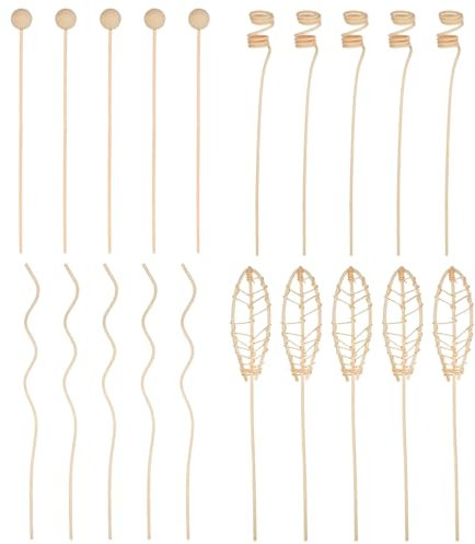 20 Bastoncini Diffusori per Aromi, Set 4 Modelli (5 Pezzi Ciascuno), per Profumi, Oli Essenziali e Ambienti, Casa, Auto, Ufficio, Diffusione Uniforme e Lunga Durata, Materiale Naturale ed Ecologico