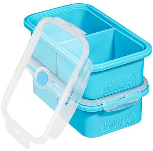 webake 2 contenitori per zuppe in silicone con coperchio per congelamento, 2 tazze da 500 ml, extra large, vassoio per cubetti di ghiaccio per zuppe, brodo, salse, burro, preparazione pasti