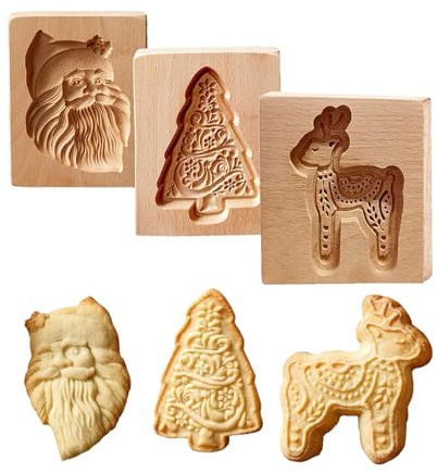 Moldes de madera para galletas - diseño de herramientas para hornear de madera de haya, colección de moldes de mantequilla tallado, accesorios de cocina hechos a mano, decoración creativa para hornear
