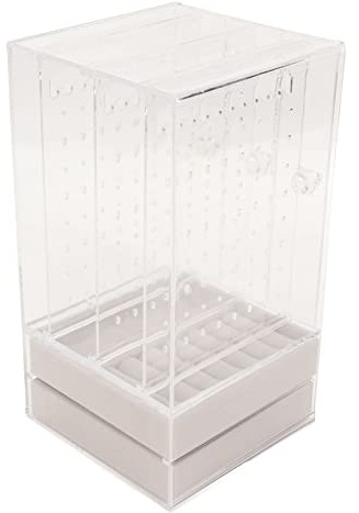 HUSHUI Portaorecchini in Acrilico a 5 Cassetti, Organizer per Esposizione con 192 Fori per Orecchini e 30 Slot per Collane, per Riporre Gioielli e Decorazioni Domestiche