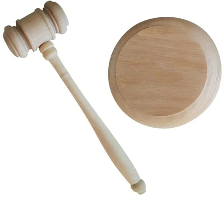 Auktionshammare, Domare träklubba och ljudblock i flera storlekar for rättssalsauktionsmöte(Set B)