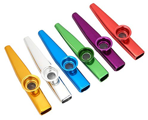 Generic Partenaire Kazoo Portable en Alliage D'aluminium pour Joueurs de Guitare et de ukulélé, Ensemble de 6 Kazoos en Métal pour les Voyages et le Plaisir du Feu de Camp, Sûr et Durable, 12 * 2,5