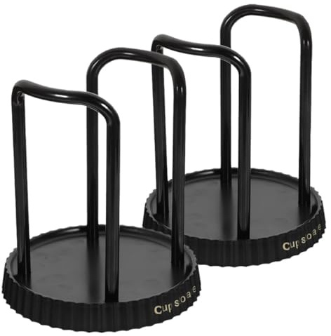 DINHEAROM Portavasos de Papel Negro 2 Piezas, Soporte Dispensador para Vasos Desechables para Café y Té, Organizador Compacto para Hogar, Oficina y Estación de Café