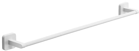Gedy Tonga Porta Asciugamani Bagno da Parete Lunghezza 60cm, Porta Asciugamani Muro Fissaggio Tramite Viti o Adesivo, Finitura Bianco Opaco, Porta Salviette Bagno da Muro in Acciaio Inox e Cromall