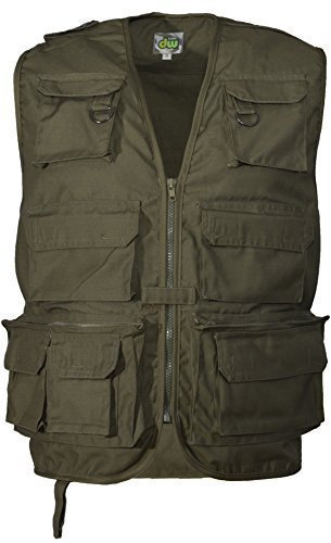 Adults Multipocket Fishing Vest Gilet Waistcoat Bodywarmer Hunting Photography (4XL, Olive)