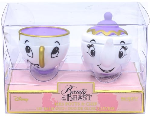 MAD BEAUTY Disney La Bella y la Bestia Duo Bálsamo Labial – Pack 2 hidrata y Nutre, Translúcido con Aroma Frutal, Cuidado y Suavidad de Labios