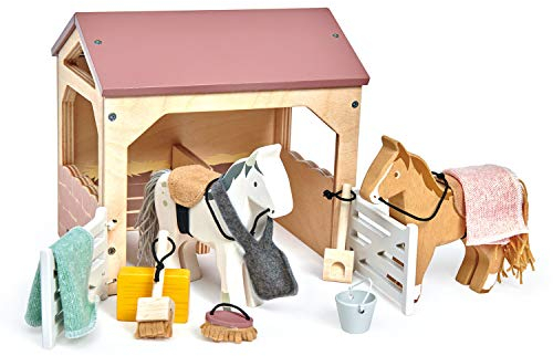 tender leaf toys Holz Pferdestall für Puppenhaus