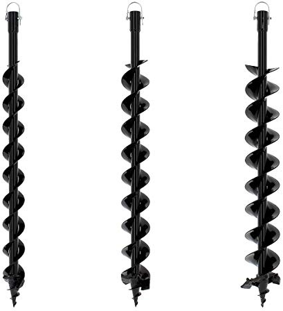 Suricut GT Garden 3 Stück Profi Erdlochbohrer Pfahlbohrer Pfostenbohrer Ersatzbohrer für Erdbohrgerät, Stahl, Durchmesser 60/80/100mm