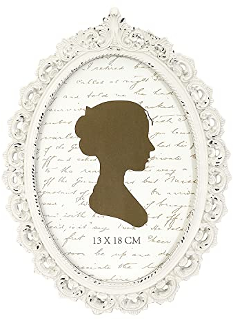 Sunlit Vintage-Bilderrahmen, 12,7 x 17,8 cm, oval, antiker Bilderrahmen mit Glasfront, Luxus-Foto-Display, Tisch-Wandbehang, Weiß