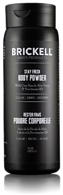 Brickell Men's Stay Fresh Körperpuder für Männer, Natürlich und Biologisch, Ohne Talkum, Absorbiert Schweiß, Hält die Haut Trocken (Parfümiert, 142 g)