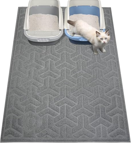UPSKY Cat Litter Mat, XL Litter Trapping Mat Soft on Kitty Paws, Large Litter Box Mat 35 x 47 Scatter Control for Indoor Cats Waterproof and Extra Large Pretty Litters Carpet