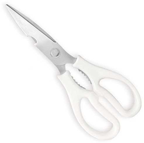 Kitchen Shears, Multi-function Heavy Duty Dishwasher Safe Poultry Shears, Food Grade Stainless Steel Sharp Utility Scissors for Food, White
