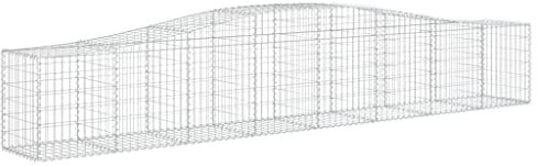 vidaXL Arched Gabion Basket Outdoor Garden Barrier Stone Cage Retaining Wall Gabion Cage Wire Fence 400x50x60/80 cm Galvanised Iron