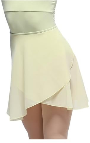 DUNSBY Wickelrock, Ballettrock, Ballettrock für Erwachsene, Chiffon, Tanzrock für Damen, langer Wickelrock, Ballett-, Skate-Rock, verstellbare Schnallen, Ballerina-Tanzkleidung, gelb, Einheitsgröße