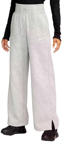 NIKE DQ5615-063 W NSW PHNX FLC HR Pant Wide Pants Women's DK Grey Heather/SAIL Size M