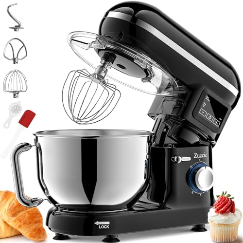 Batidora Amasadora Zuccie Repostería Profesional 1500W 5.5L masadora de pan Multifunción Amasadora,Pantalla LCD,Mango Ergonómico,Bol de Acero Inoxidable,Bajo Ruido,6 Velocidades
