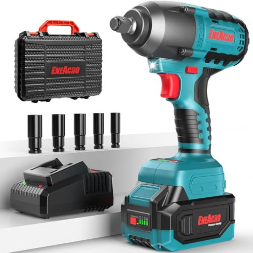 ENEACRO 20V Akku-Schlagschrauber, Hochleistungs-Schlagschrauber 1/2 Zoll, 700 N.m Drehmoment, Bürstenloser Schlagschrauber mit 3-Gang-Einstellungen, LED-Licht, 4000mAh Akku, Schnellladegerät